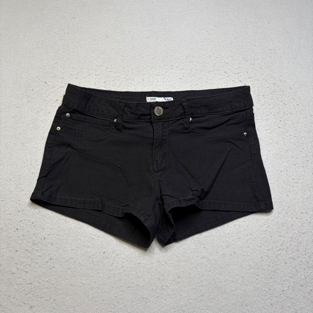 YMI Hot Short Shorts Women L Black Y2K Low Rise Stretch Denim Mini Booty Shorts